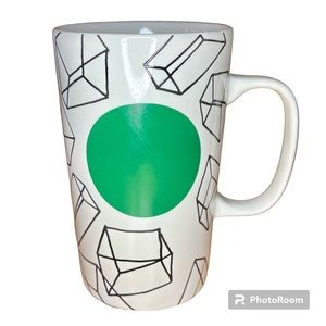 Starbucks Coffee Mug Geometric Boxes Square Rectangular Green Black White